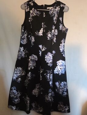 Studio One Black Floral Fit-and-Flare Dress